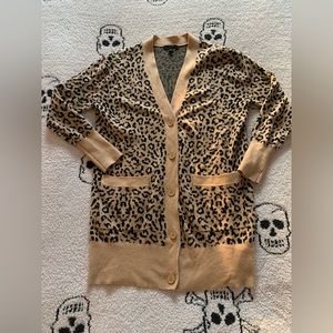 JCrew Leopard Long Cardigan